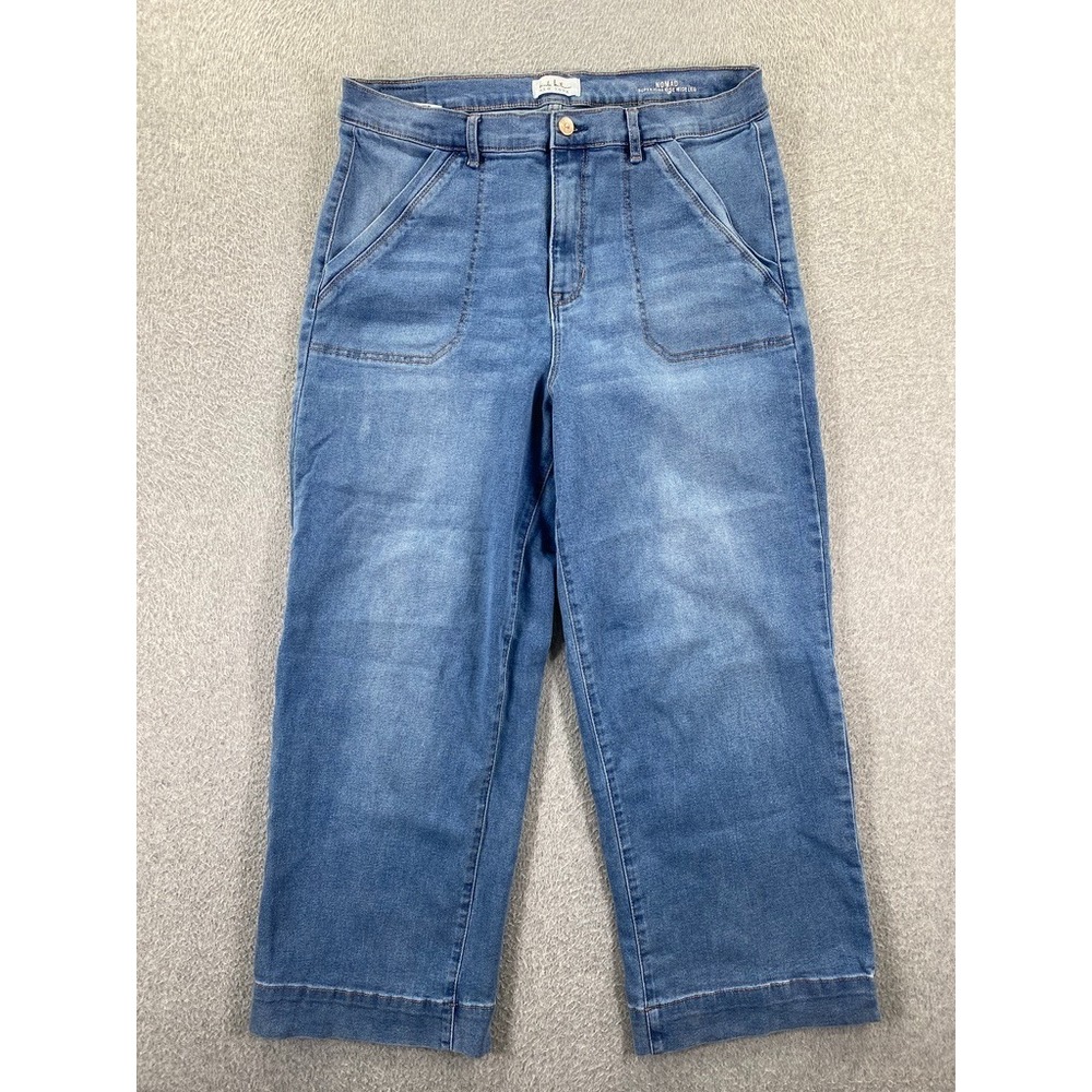 Nicole Miller Nomad Wide Leg Jeans Womens 14 Blue Super High Rise Light Wash